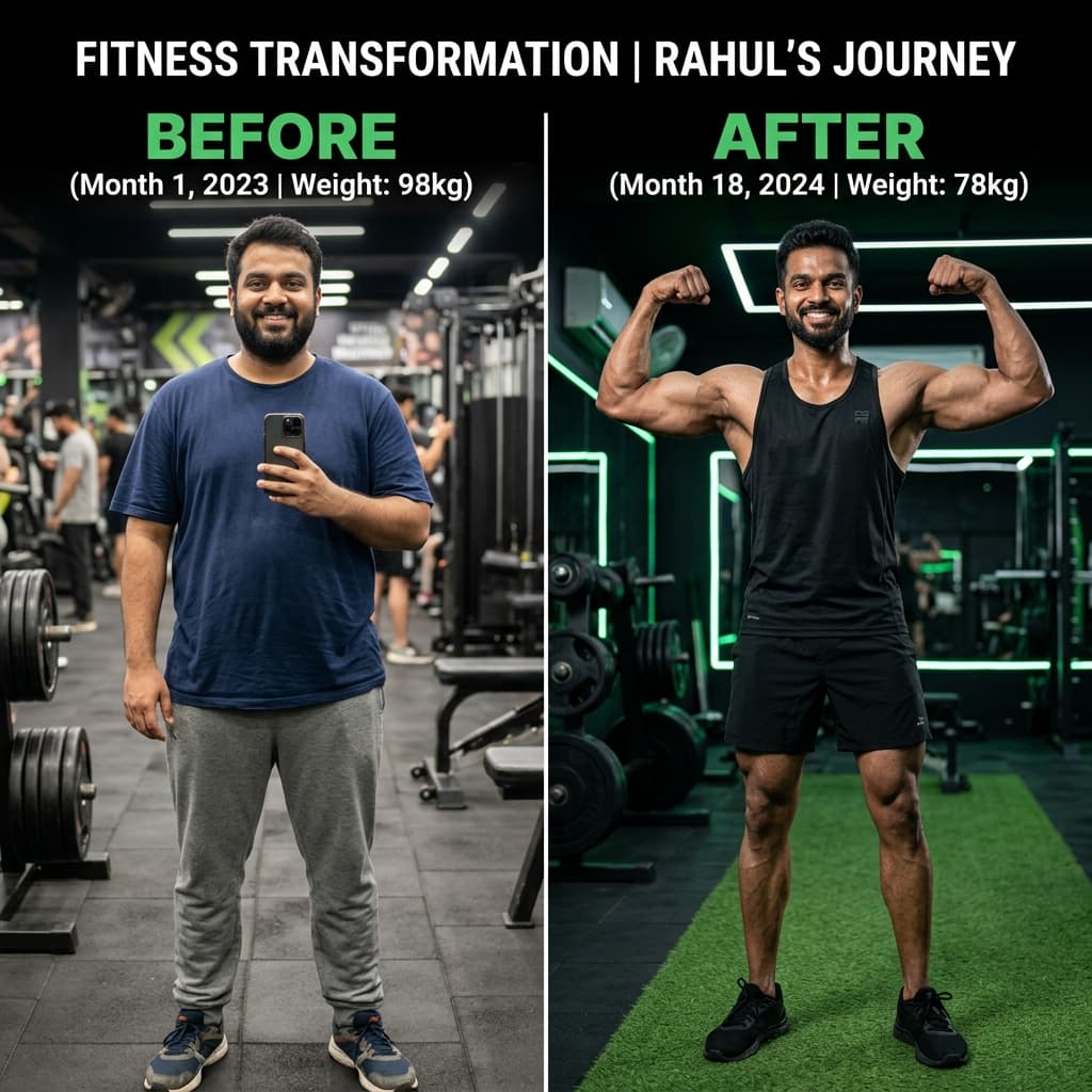 Fitness Transformation: Rahul M. - Lost 18kg in 4 months at Fitlife Gym